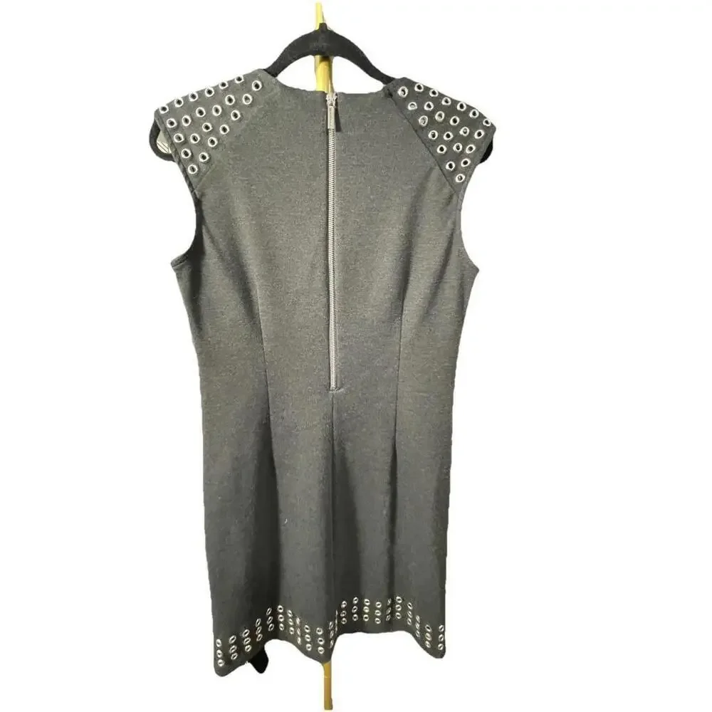 Michael Kors Women’s Gray Dress With Brass Grommets And Zipper Details Size 6
